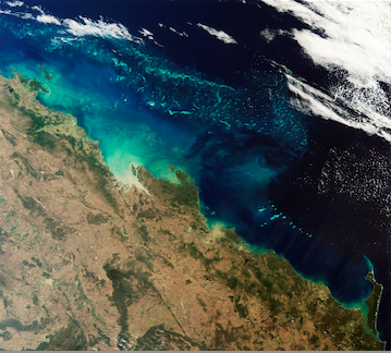 MERIS image: sediments flowing onto the Great Barrier reef in Australia